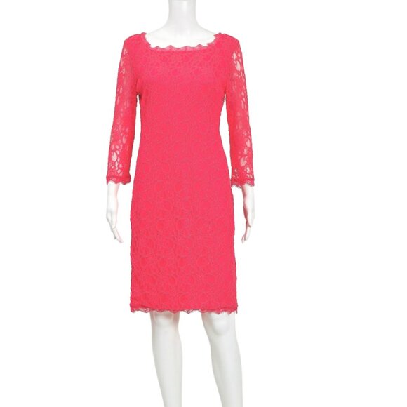 Nwot JOSEPH RIBKOFF Elegant Red Lace Stacey Lacey Dress US12 - Picture 3 of 14
